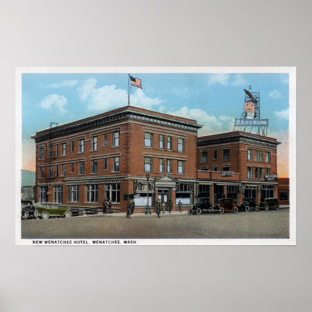 Affiches Vue extérieure du New Wenatchee Hotel (Devant)