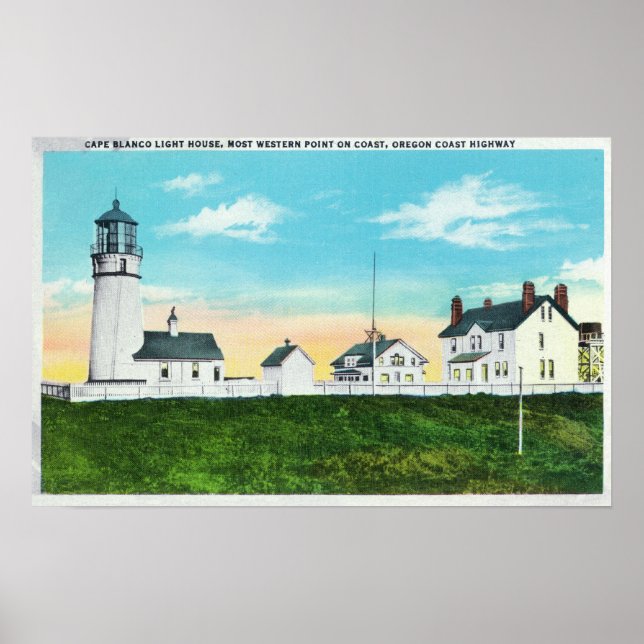 Affiches Vue extérieure du phare du Cap BlancoCôte (Devant)