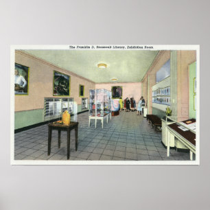 Affiches Vue intérieure de la bibliothèque de FDR,