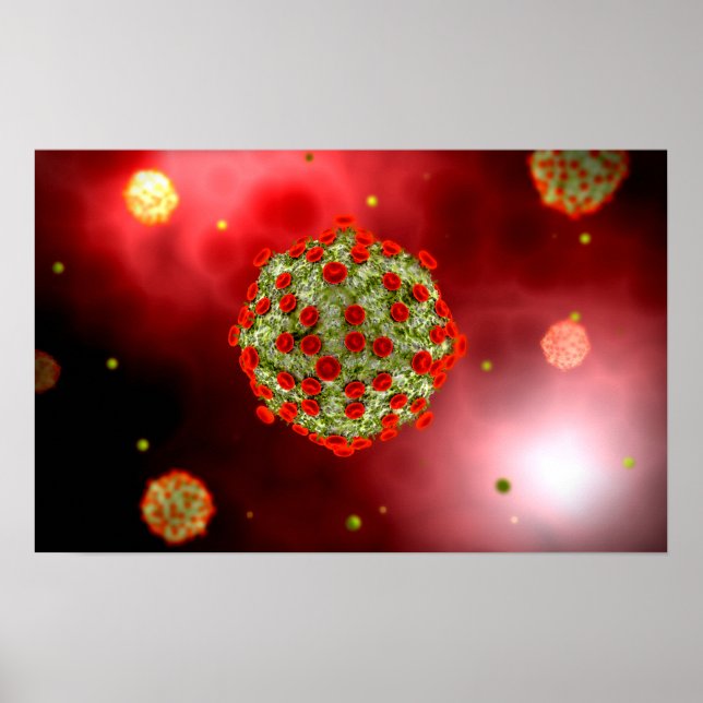 Affiches Vue Microscopique Du Virus Du VIH 2 (Devant)