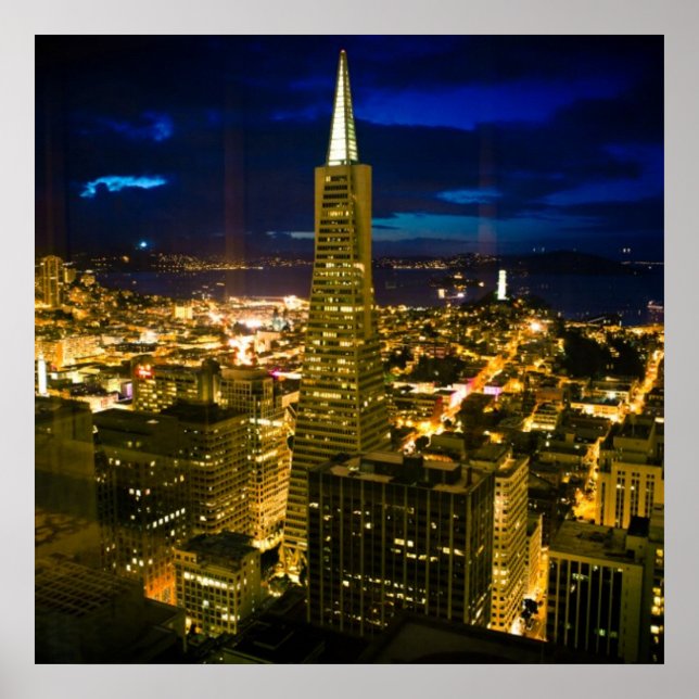 Affiches Vue nocturne sur San Francisco. (Devant)