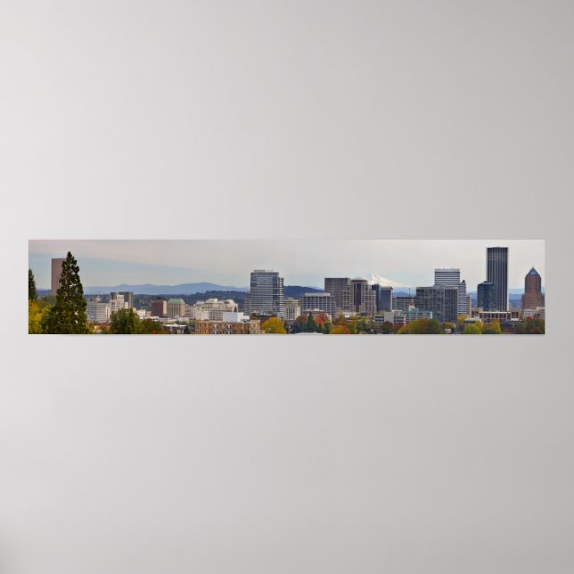 Affiches Vue panoramique du centre-ville de Portland Oregon (Devant)