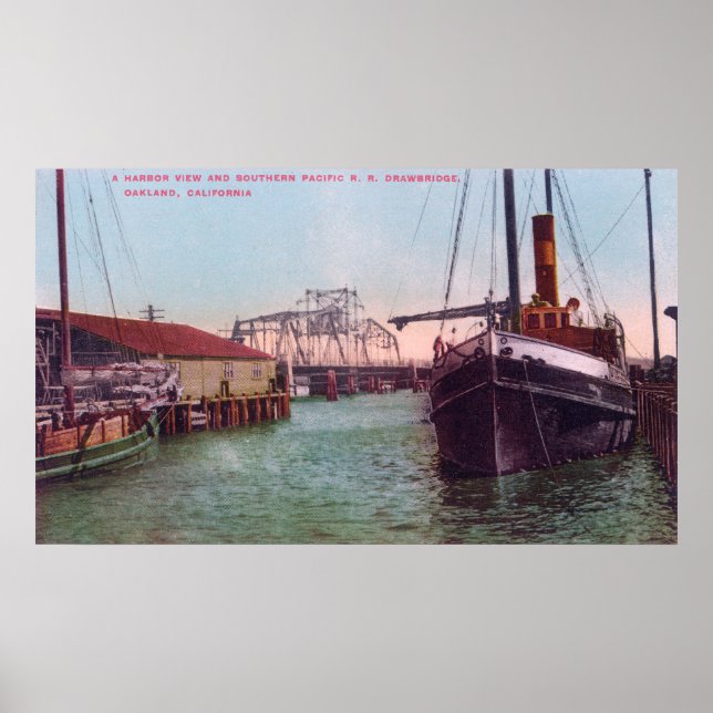 Affiches Vue portuaire du SP RR DrawbridgeOakland, CA (Devant)