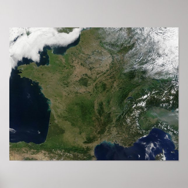 Affiches Vue satellite de la France (Devant)