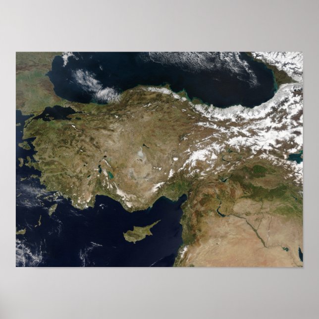 Affiches Vue satellite de la Turquie (Devant)