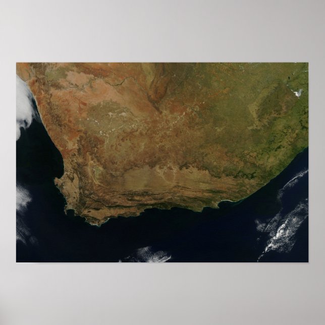 Affiches Vue satellite de l'Afrique du Sud (Devant)