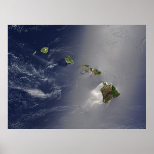 Affiches Vue satellite des îles Hawaii