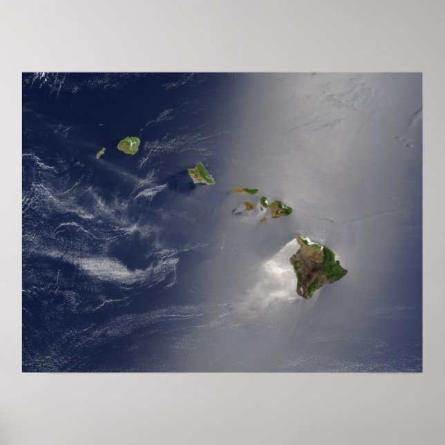 Affiches Vue satellite des îles Hawaii (Devant)