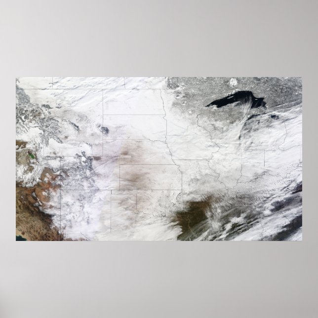 Affiches Vue satellite d'une énorme tempête d'hiver au-dess (Devant)