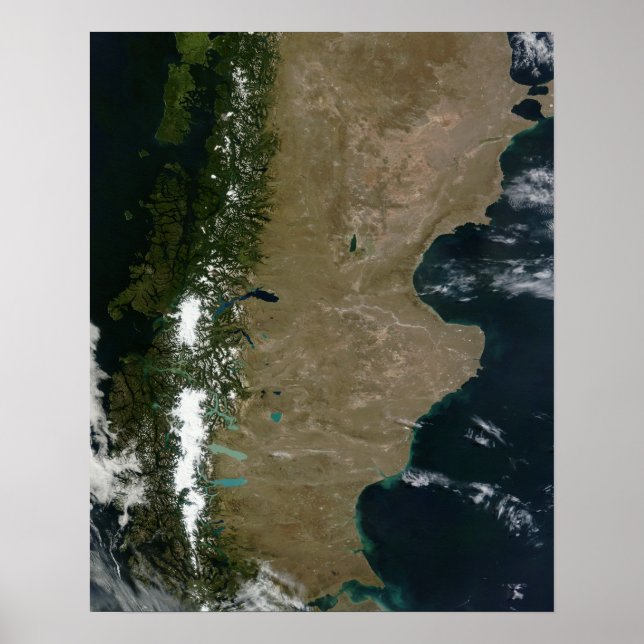 Affiches Vue satellite sur la Patagonie (Devant)