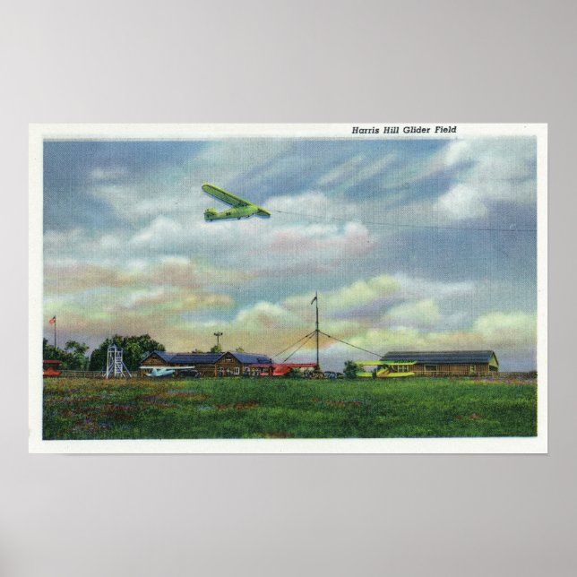 Affiches Vue sur Harris Hill Glider Field, Glider in (Devant)