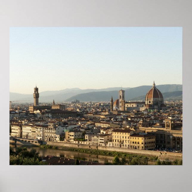 Affiches vue sur la florence avec Arno River, Duomo, Ponte (Devant)