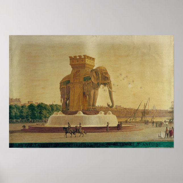 Affiches Vue sur la fontaine de l'éléphant (Devant)