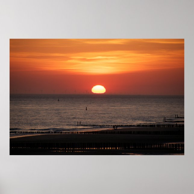 Affiches Vue sur la mer - coucher de soleil (Devant)