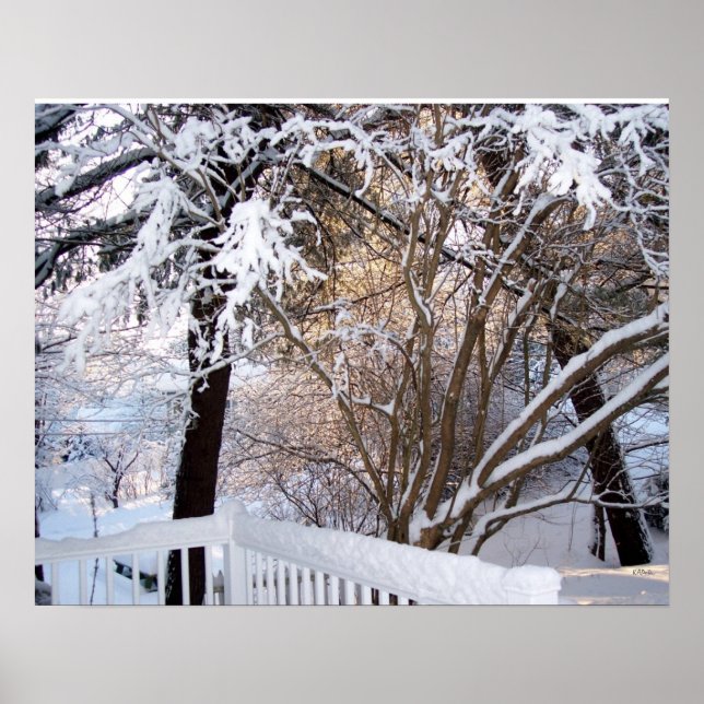 Affiches Vue sur la neige d'hiver depuis le porche avant (Devant)