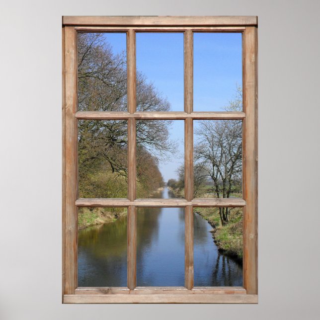 Affiches Vue sur la rivière à partir d'une fenêtre (Devant)