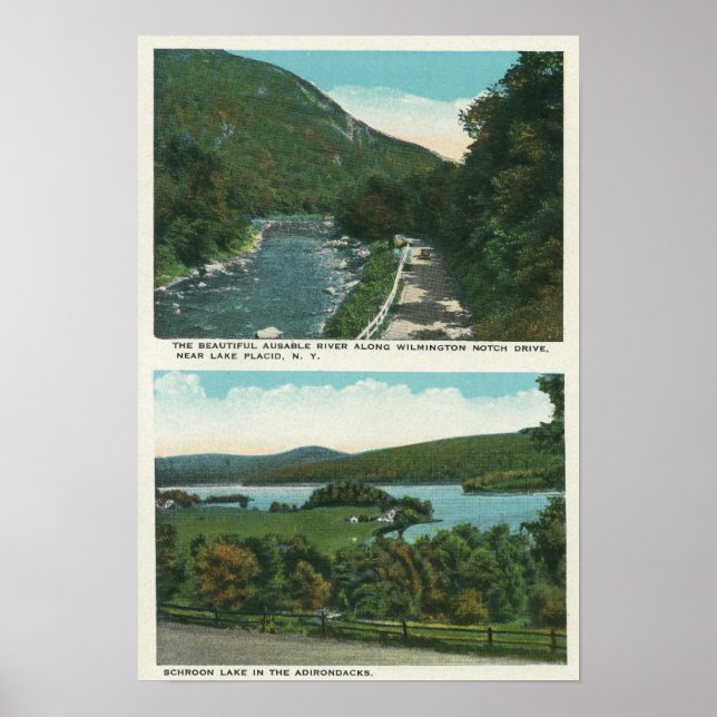 Affiches Vue sur la rivière Ausable et le lac Schroon (Devant)