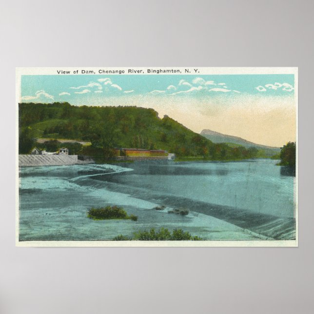 Affiches Vue sur la rivière Chenango et le barrage (Devant)