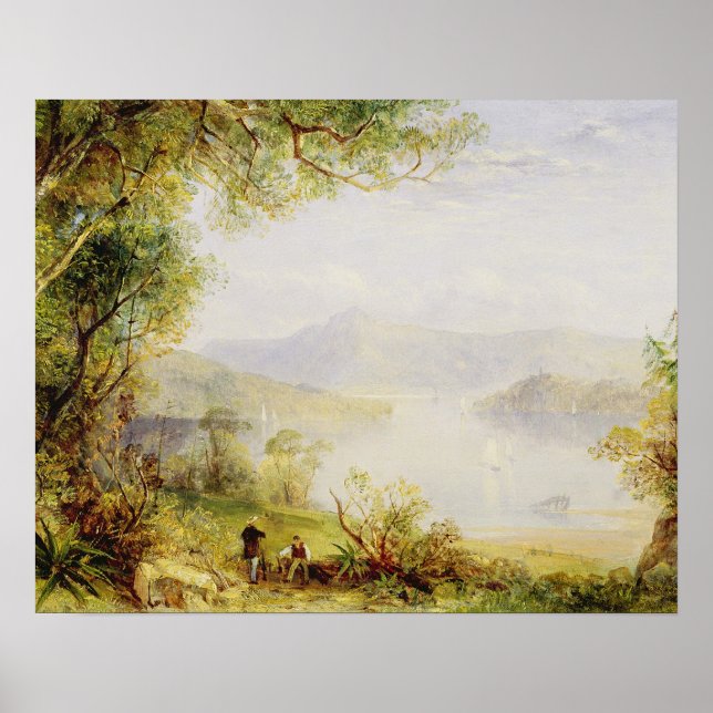 Affiches Vue sur la rivière Hudson, vers 1840-45 (huile sur (Devant)