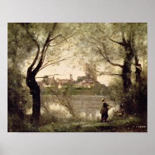 Affiches Vue sur la ville et la cathédrale de Mantes