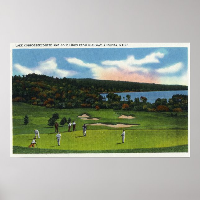 Affiches Vue sur le lac Cobbosseecontee et Golf Links (Devant)
