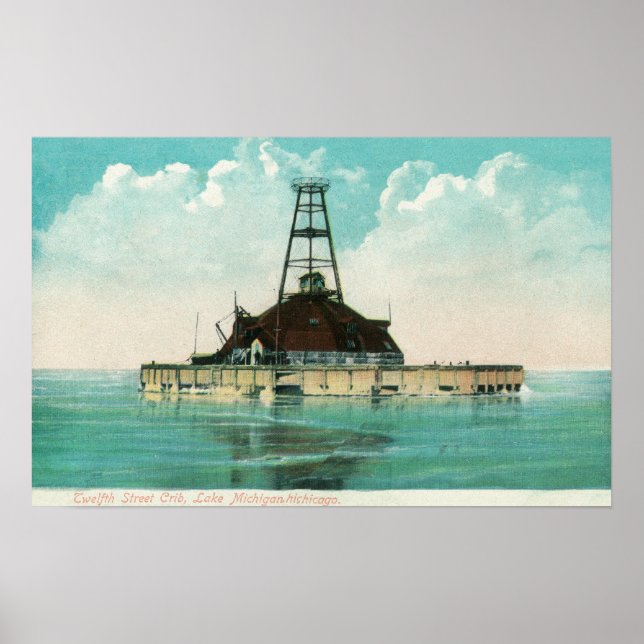 Affiches Vue sur le phare de Tweldouzième Street Crib (Devant)