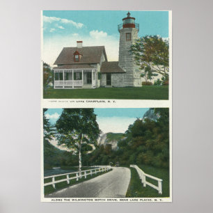Affiches Vue sur le phare du lac Champlain