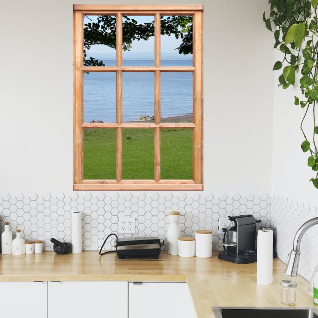 Affiches Vue sur l'herbe, les Feuilles et la mer depuis une (Créateur téléchargé)