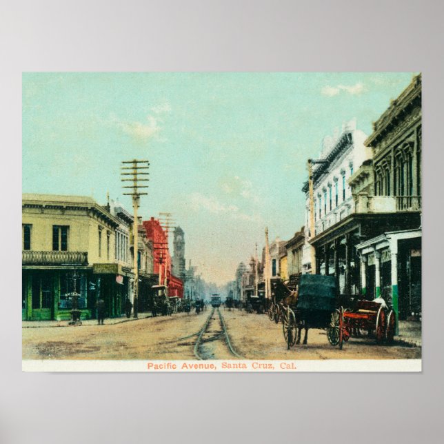 Affiches Vue sur Pacific AvenueSanta Cruz, Californie (Devant)