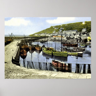 Affiches Vue vintage du port, Mousehole Cornwall