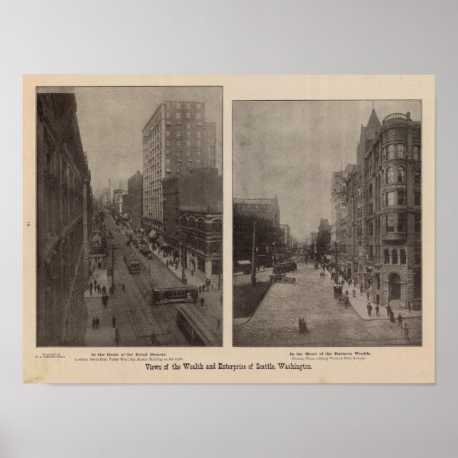 Affiches Vues richesse, entreprise, Seattle, Laver (Devant)