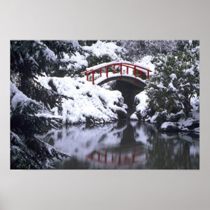 Affiches WA, Seattle, Pont de lune et étang après l'hiver 2