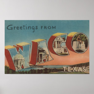 Affiches Waco, lettre ScenesWaco, TX de TexasLarge