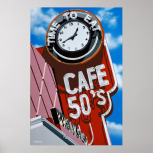 Affiches Wagon-restaurant des années 50 de café sur
