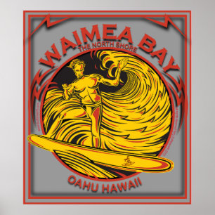 AFFICHES WAIMEA BAY NORTH SHORE HAWAII SURF