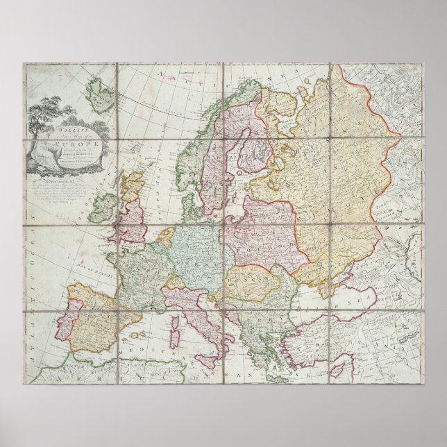 Affiches Wallis' New Map of Europe (Devant)