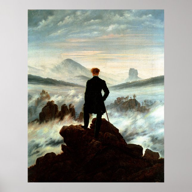 Affiches Wanderer au-dessus de la mer de brouillard, Caspar (Devant)