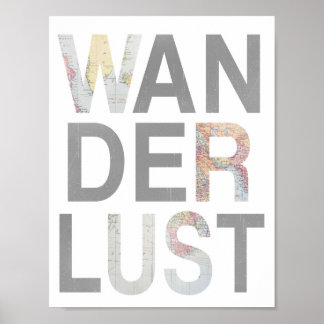 Affiches Wanderlust Grey Punch Out Carte Vintage