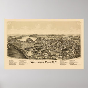 Affiches Wappingers Falls, NY Carte panoramique - 1889