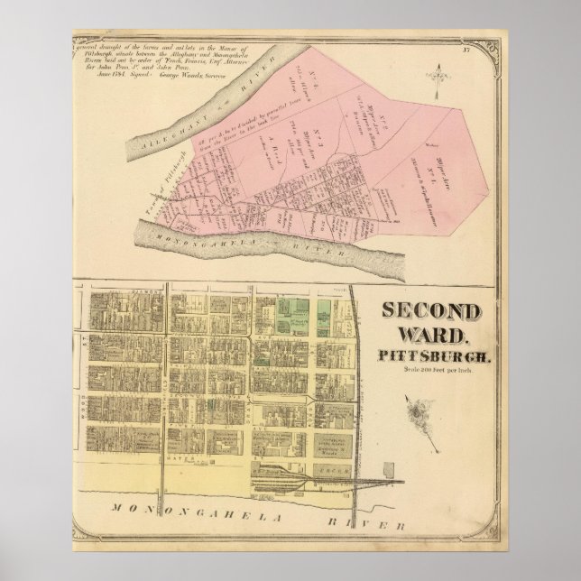 Affiches Ward 2 of Pittsburgh, Pennsyvania 1784 map (Devant)