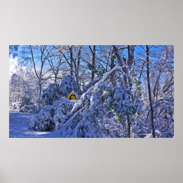 Affiches "Warning Sharp Bend" dans l'affiche de neige (Devant)