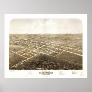 Affiches Warrensburg Missouri 1869 Carte panoramique antiqu