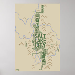 Affiches Wasatch affrontent (l'Utah) la carte typographique