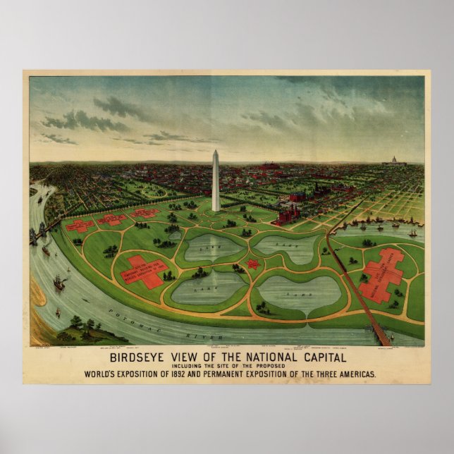 Affiches Washington D.C., 1892 (E. Johnson) BigMapBlog.com (Devant)