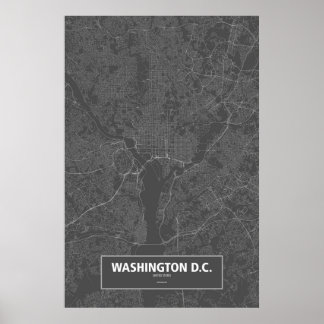 Affiches Washington D.C., États-Unis (blanc sur noir)