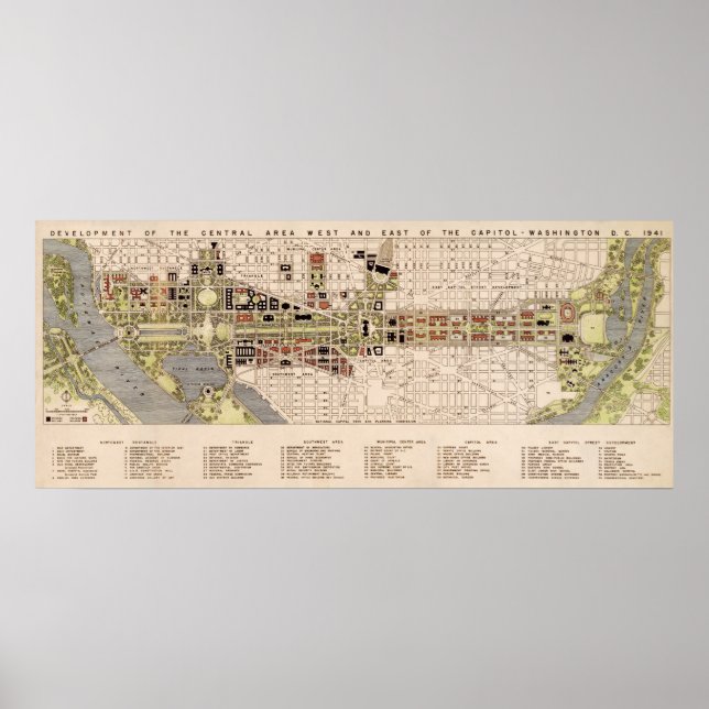 Affiches Washington D.C. Mall Plan (1941) (Devant)