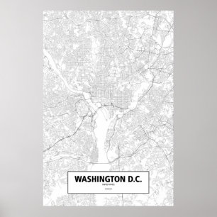 Affiches Washington D.C, United States (black on white)