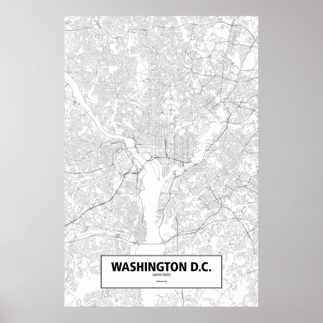 Affiches Washington D.C, United States (black on white) (Devant)