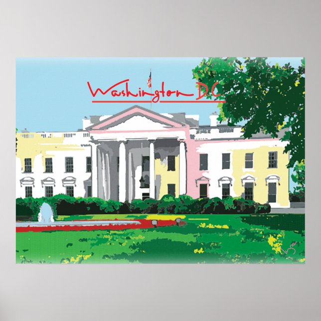 Affiches Washington DC - Peinture numérique à la Maison Bla (Devant)