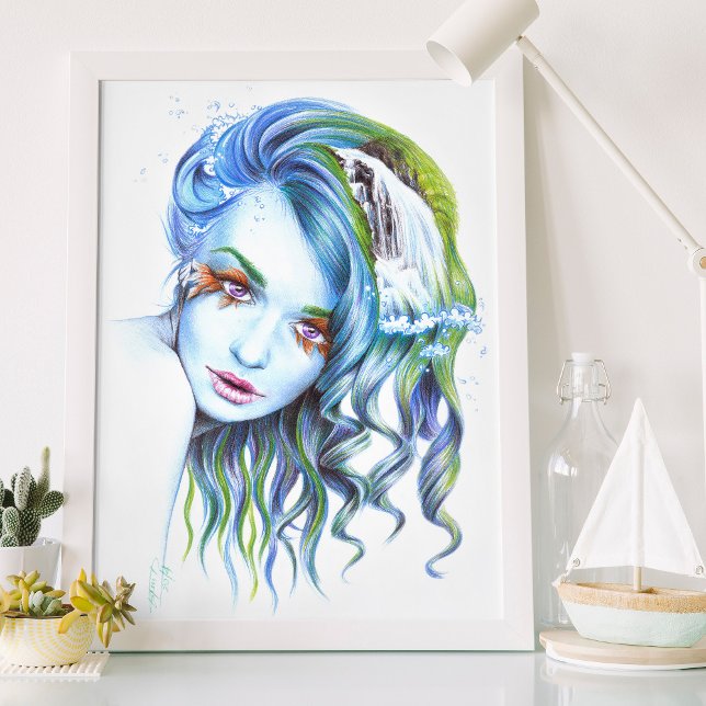 Affiches Water Mermaid femme Surreal imaginaire portrait ar (In-situ (*Frame is available on all standard sizes))